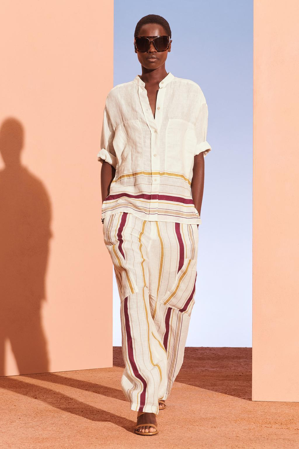 ZARA РУБАШКА ИЗ 100% ЛЬНА, БЕЛЫЙ/КРАСНЫЙ