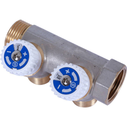 Коллектор распределительный  3/4", 2 отвода 1/2" плоское уплотнение