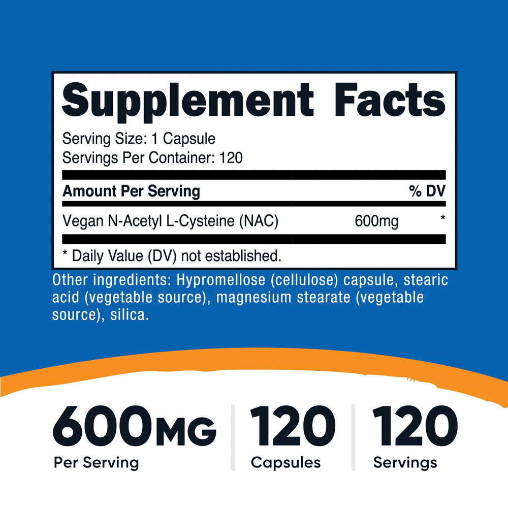 Nutricost, NAC, 600 мг, 120 капсул