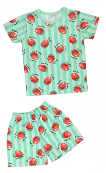 Костюм для девочки 0433/10 зеленый, клубнички