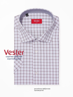 Сорочка мужская VESTER короткий рукав, клетка, хлопок/пэ 86014 35