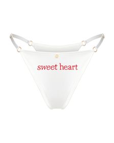 трусы стринги из натурального шелка с надписью Sweet heart белые