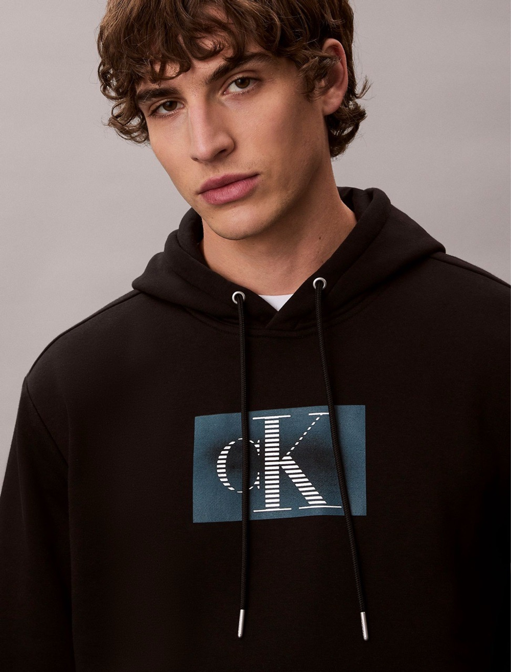 Худи Calvin Klein Fleece Metallic Monogram Graphic Black