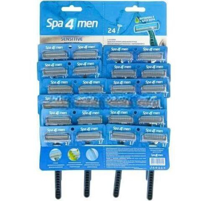 Станки одноразовые на блистере (24 шт.) "Spa4Men" (2 лезвия с увл.полоской) (1/40 шт.)