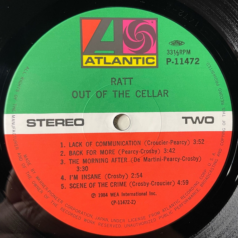 Винтажная виниловая пластинка LP Ratt Out Of The Cellar (Japan 1984) (Obi) She Wants Money
