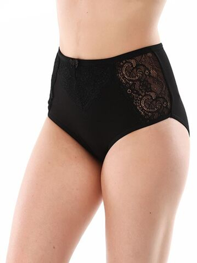 Трусы-макси из хлопка с элементами кружева (Размер: 5X) (Цвет: черный)