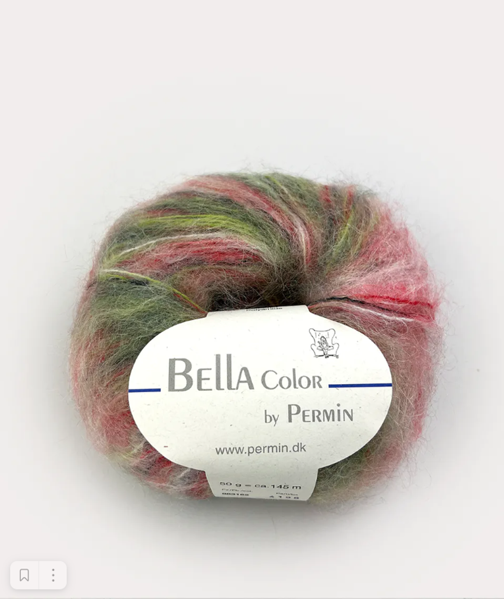 Пряжа для вязания Bella Color 883162, 75% мохер, 20% шерсть, 5% полиамид (50г 145м Дания)
