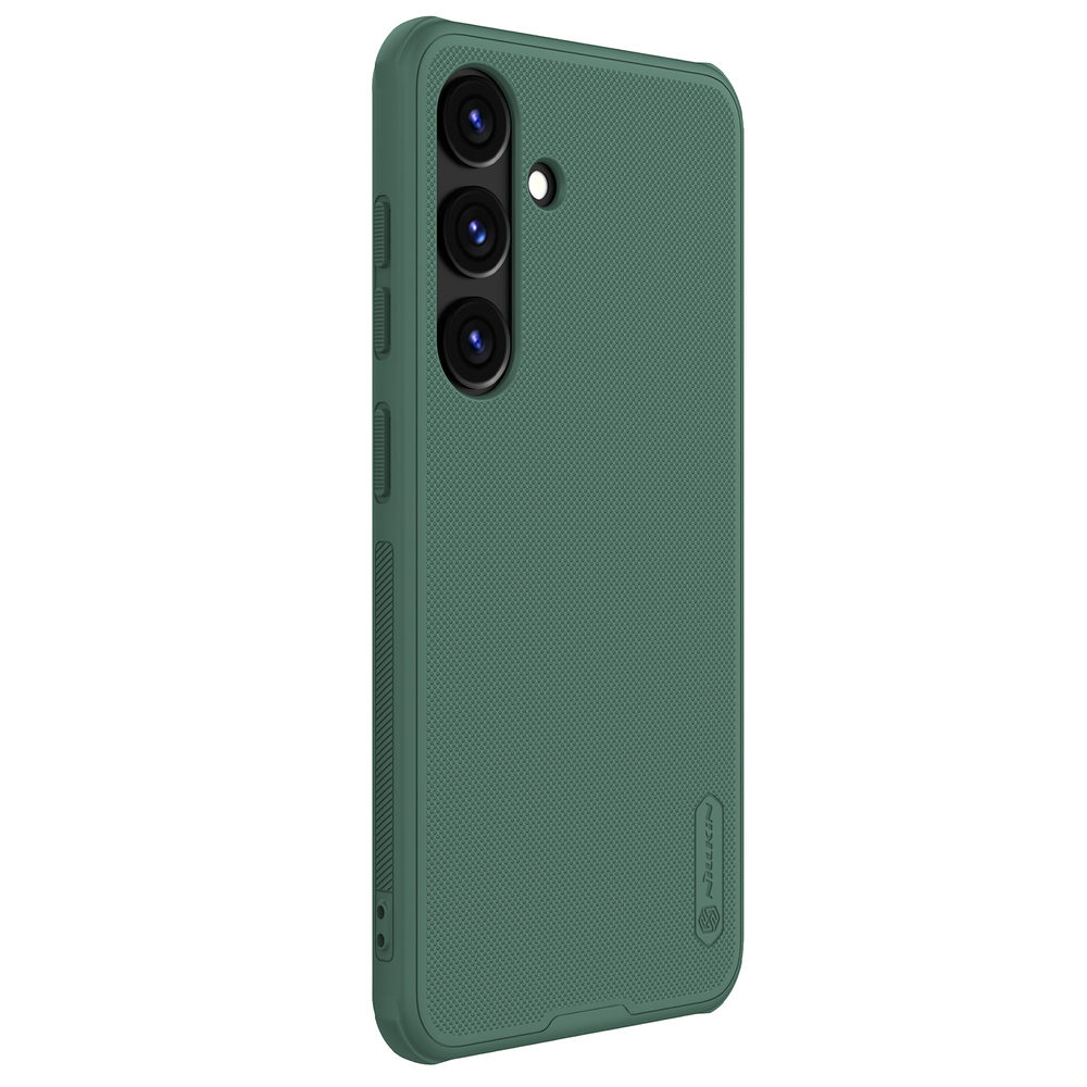 Усиленный чехол зеленого цвета (Deep Green) от Nillkin для смартфона Samsung Galaxy S24, серия Super Frosted Shield Pro
