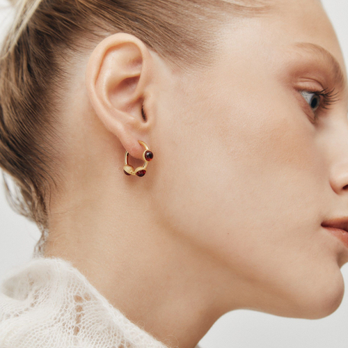 Серьги-кликеры КОЛТ позолота с гранатами