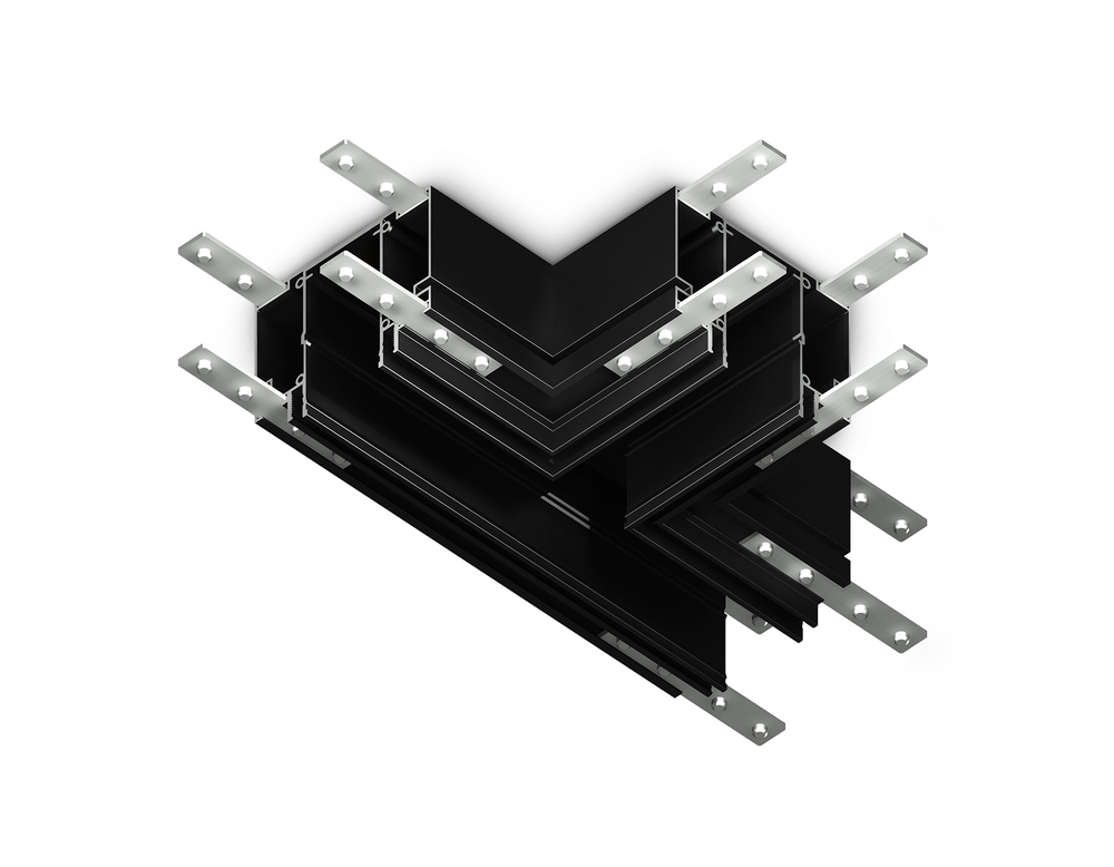 Коннектор T-образный для шинопровода в натяжной потолок Magnetic 220V GL1048 BK черный 135*100*51 (соединители в комплекте)