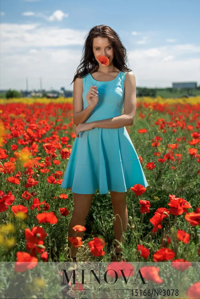 Платье 3078-голубой Minova