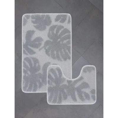 Комплект ковриков для ванной и туалета My Crystal серия Gold 50*60см, 60*100см серый, папоротник