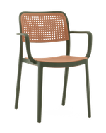 Стул Yona пластиковый с подлокотниками зелёный