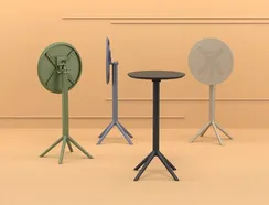 Стол пластиковый барный складной Sky Ø60 бежевый