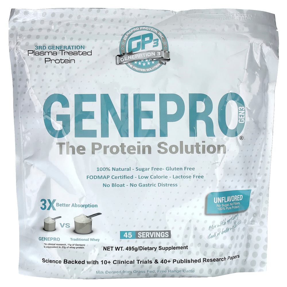 GENEPRO, The Protein Solution, протеин без добавок, 495 г