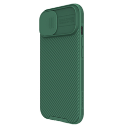 Чехол зеленого цвета (Deep Green) от Nillkin c поддержкой MagSafe для iPhone 15, с защитной шторкой камеры, серия CamShield Pro Magnetic