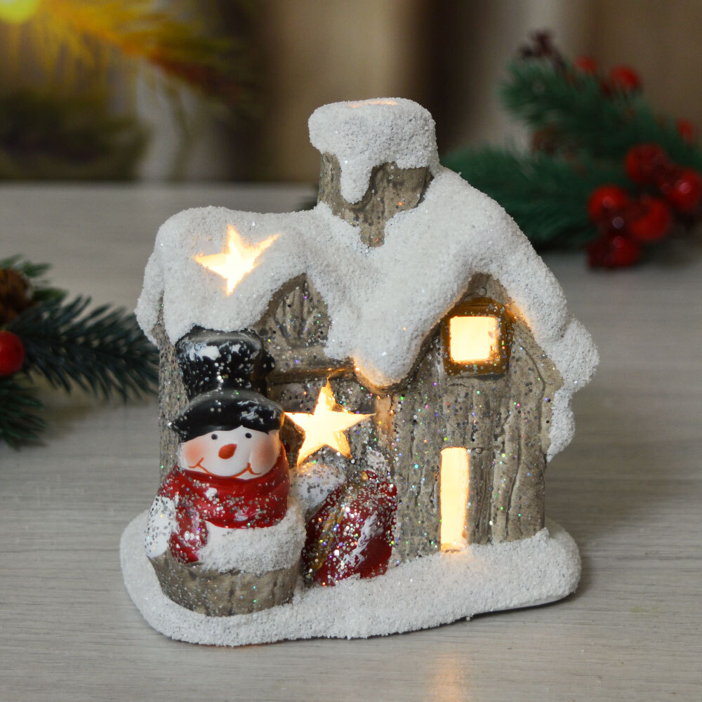 Сувенир новогодний с подсветкой "Домик" 9*7*10см, батарейки в комплекте