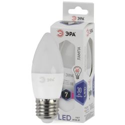 Лампа светодиодная ЭРА STD LED B35-7W-860-E27 7Вт свеча холодный дневной свет Е27 | Лампы cветодиодные Свеча (B/C)