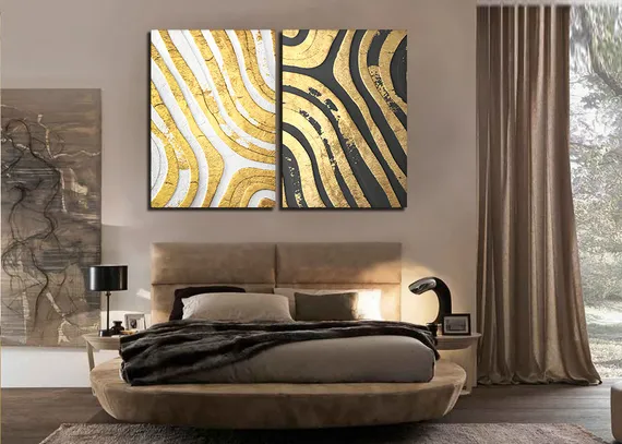 Модульная картина "Золотые волны"