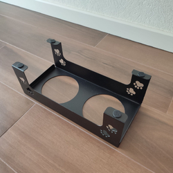 Миска для собак на подставке Лапы, двойная по 850мл, цвет черный