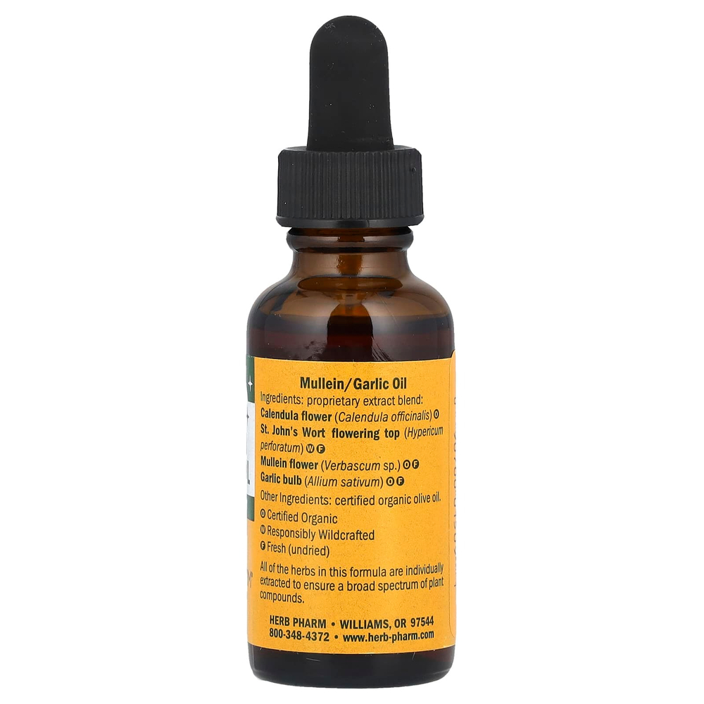Herb Pharm, Ушное масло, коровяк/чеснок, 1 жидкая унция (30 мл)