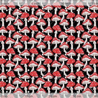 Мухоморы на черном фоне by Sweet printvector 1200 DPI