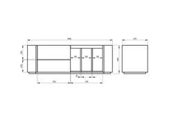 Тумба Lagom под ТВ 2 ящика 3 ниши ширина 140 см (белый)