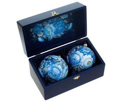 Set of 2 Christmas ball in a wooden box SET04D08112022005