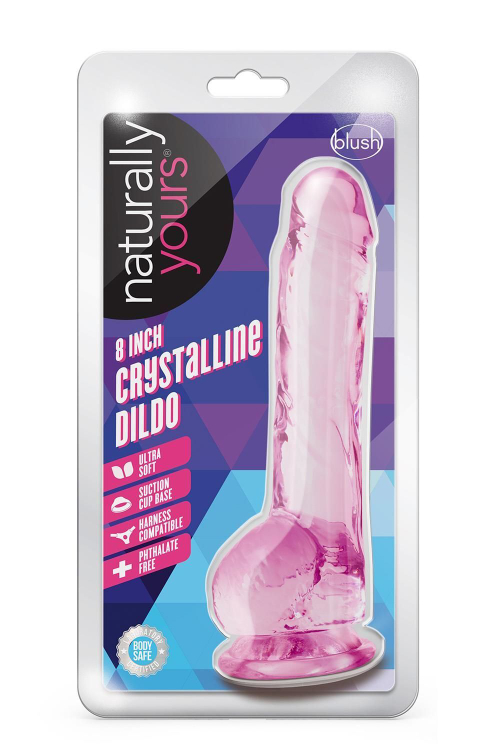 Blush Novelties 8 Inch Crystalline Dildo – розовый фаллоимитатор на присоске с мошонкой, 19,5 см