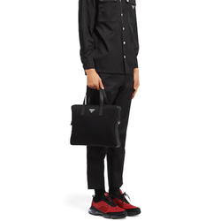 PRADA Saffiano Leather Briefcase, Handbag Men"s Black