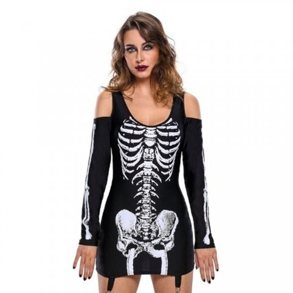 Платье на хеллоуин «Скелет» размер S