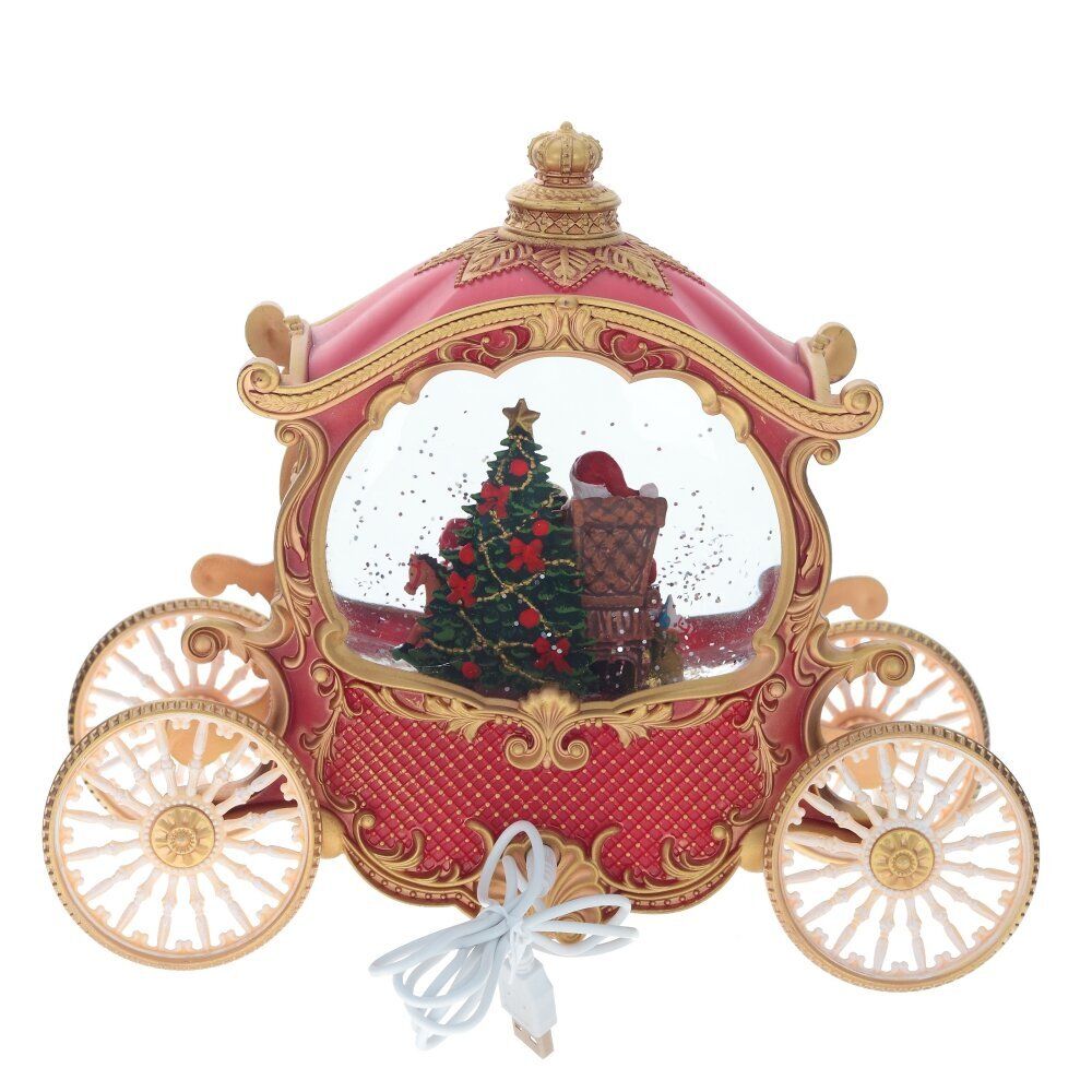 GAEM Изделие декоративное "Дед Мороз в карете" (подсвет, вьюга, 3хААА н/п +USB), L26 W11 H22 см