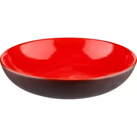 Тарелка глубокая (Шала) «Кармин» керамика D=24см красный,черный