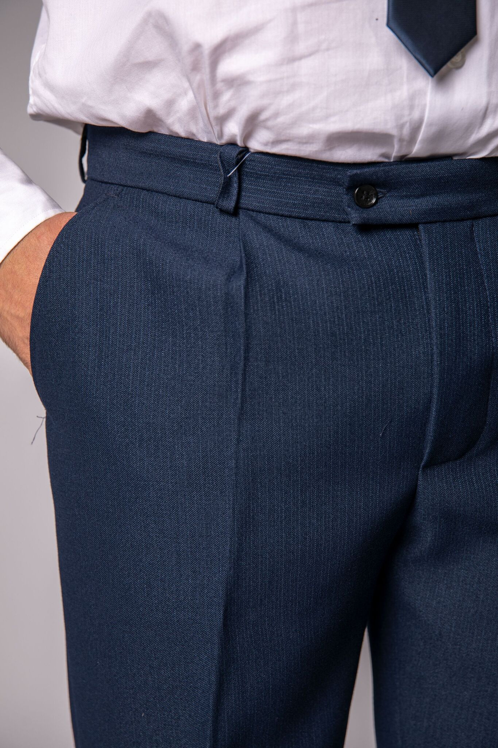 Брюки мужские зимние тёплые утеплённые синие темно-синие полосатые в полоску демисезонные осенние весенние классические классика теплые шерстяные полушерсть костюмные офисные строгие деловые прямые 48 размер L XL