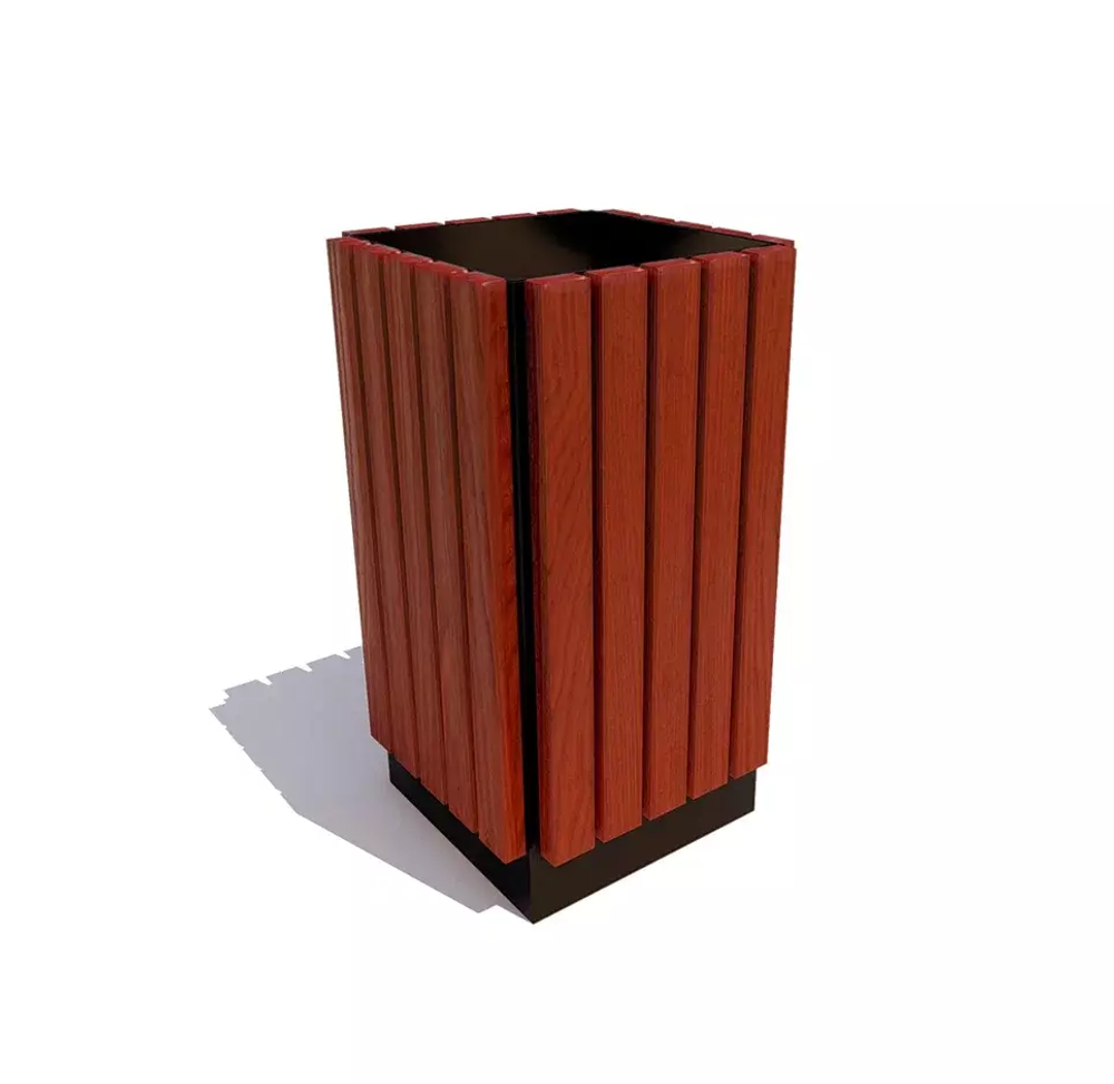 Урна уличная квадратная "Вертикаль", махагон