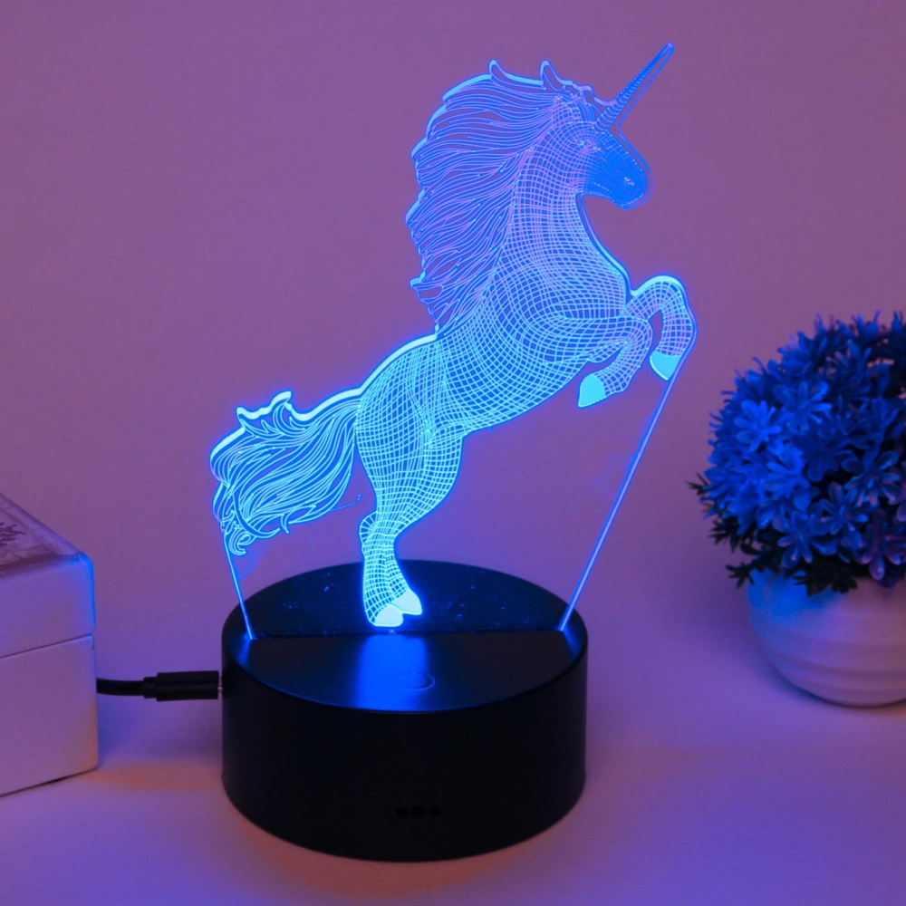 Светильник ночник «3D-Волшебный Единорог» на пластиковой подставке, с включателем USB