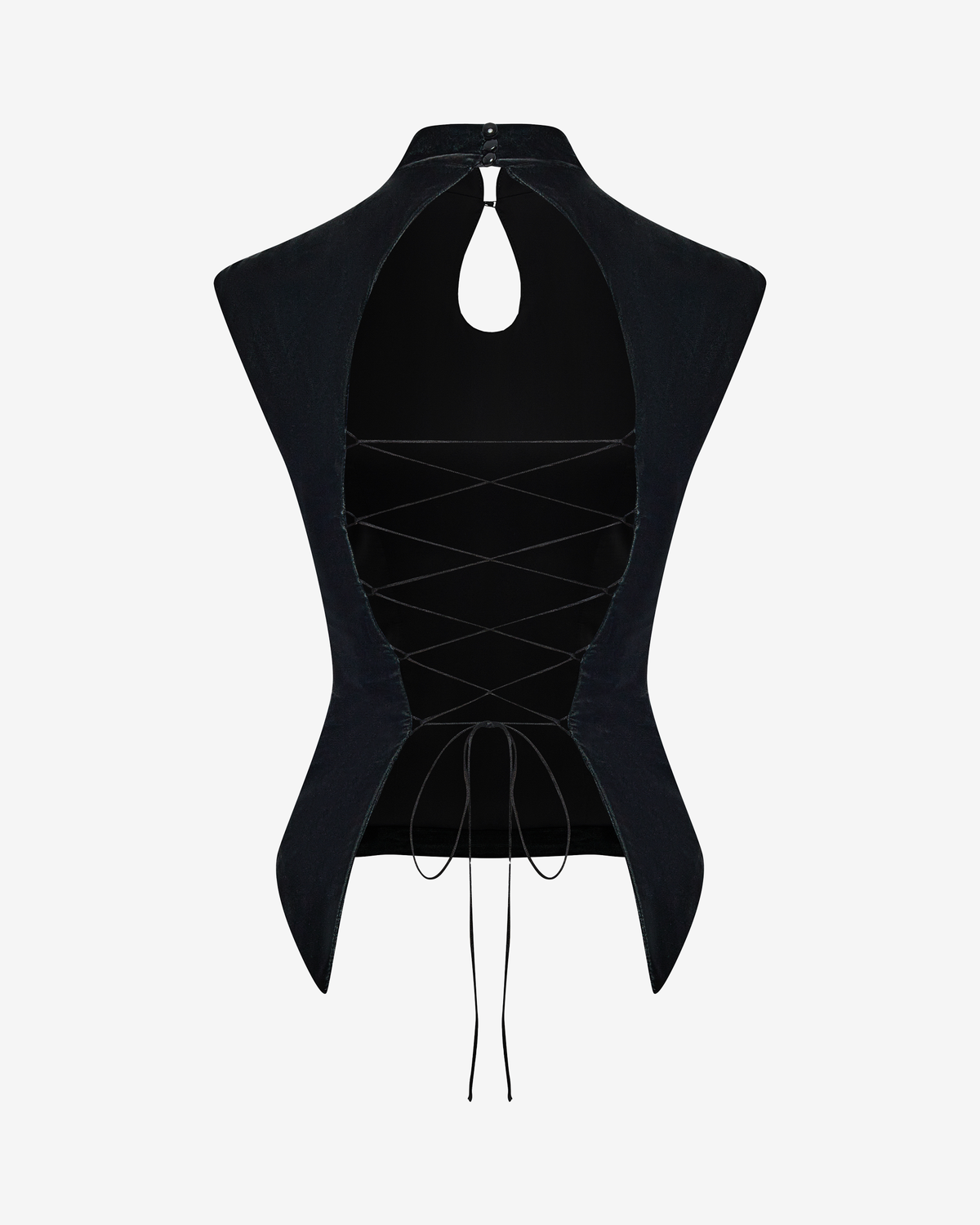 Топ-ципао из бархата с открытой спиной на шнуровке