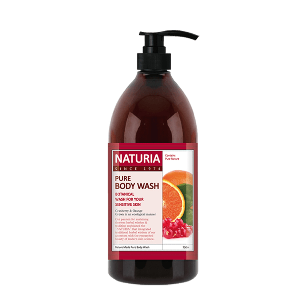 Гель для душа увлажняющий с ароматом клюквы и апельсина 750 мл Evas Naturia Pure Body Wash Cranberry & Orange