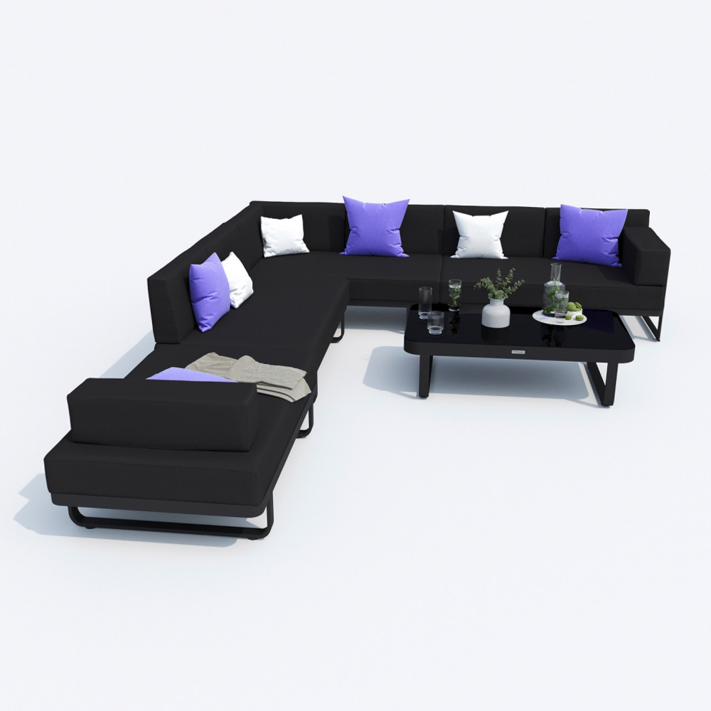 Лаунж зона угловая Ideal Patio ТЕСОРА черная - каркас карбон