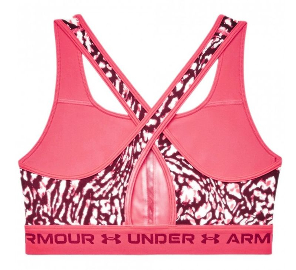 Теннисный бюстгальтер Under Armour Women's Armour Mid Crossback Printed Sports Bra - penta pink/black rose