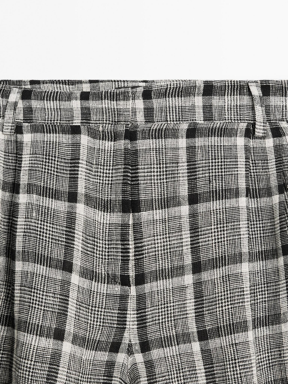 Massimo Dutti Брюки-палаццо 100% льняные в клетку, бежевый