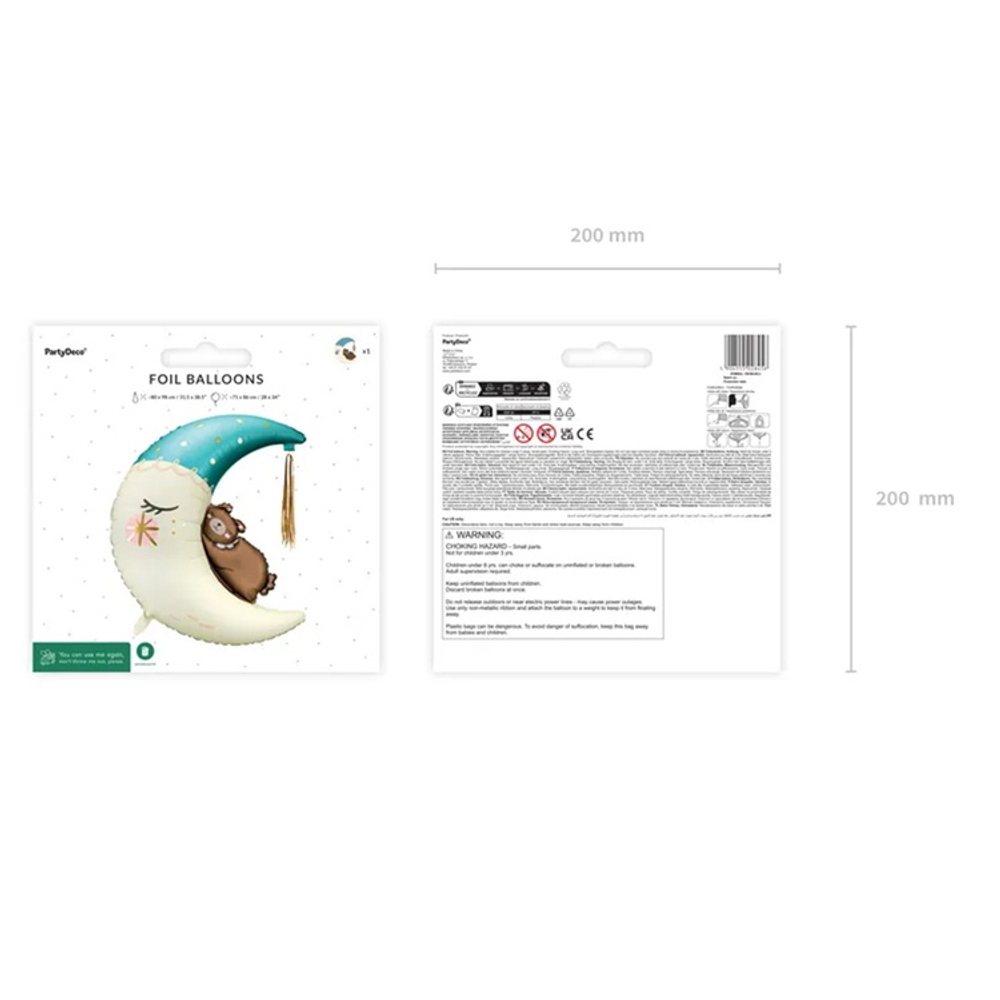 Фольгированный шар-фигура «Мишка на луне» в голубом цвете, 86 см