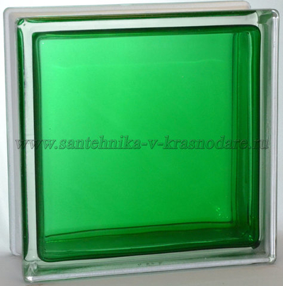 Стеклоблок изумруд гладкий окрашенный изнутри  Vitrablok  19x19x8