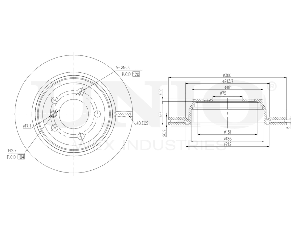 Диск тормозной задний UNIO BRD-20453