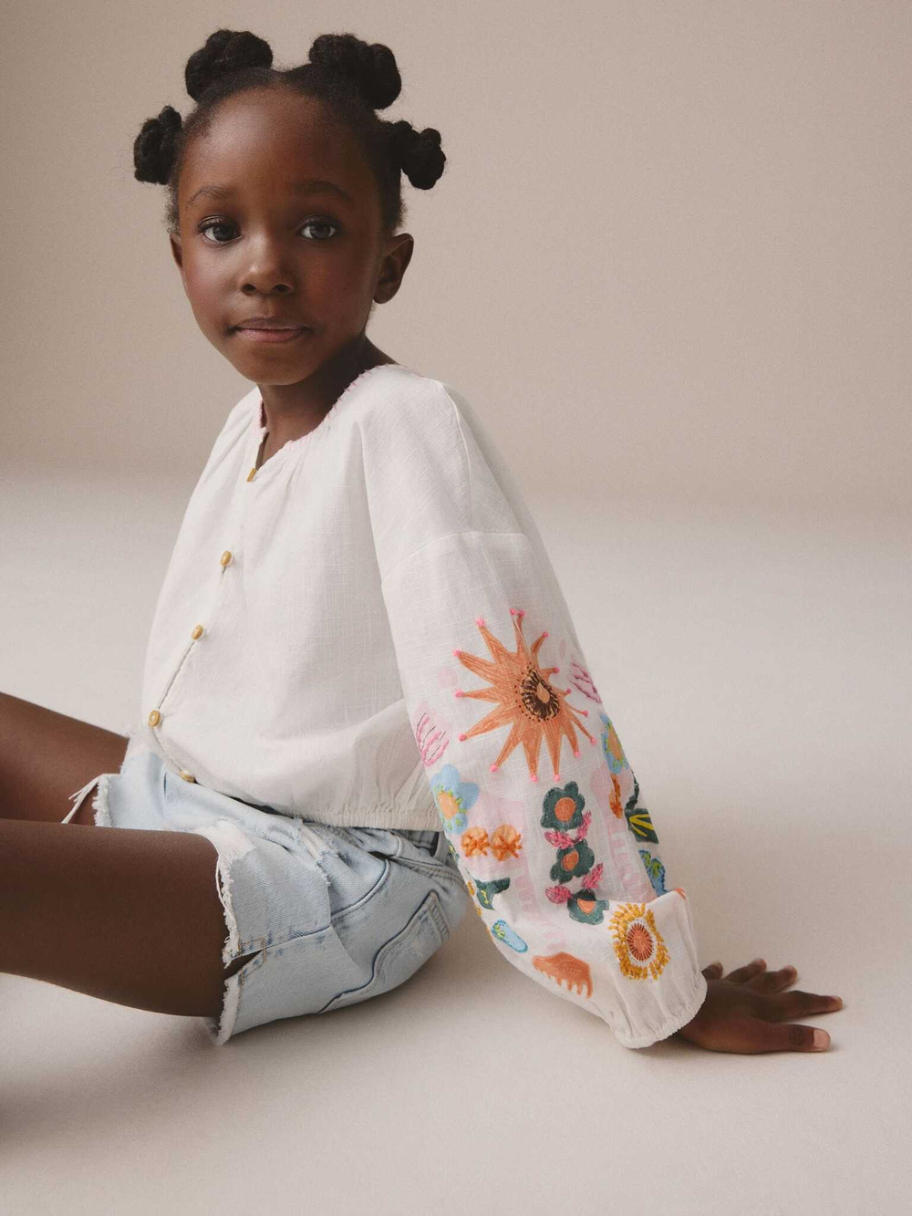 Блуза с вышивкой для девочки Next E76-887, Белый