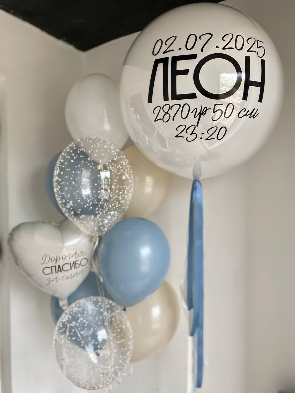 Воздушные шары на выписку мальчика №3465