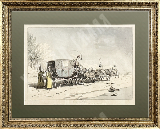 Аткинсон Д. А. (J. A. Atkinson; 1775–1830). Возок на полозьях. Гравюра с подрисовкой акварелью. 1803