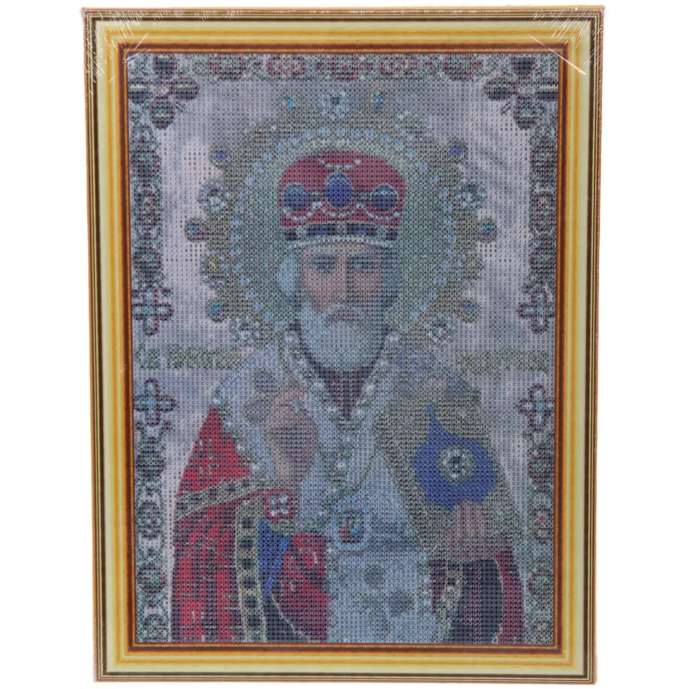 Алмазная мозаика на подрамнике с полным заполнением «МИР ЯРКИХ КРАСОК», Николай Чудотворец, 30*40см