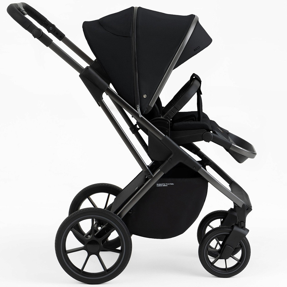 Коляска 4 в 1 Sweet Baby Ricci + автокресло Elegante Plus с базой i-Size ISOFIX DK780 Black