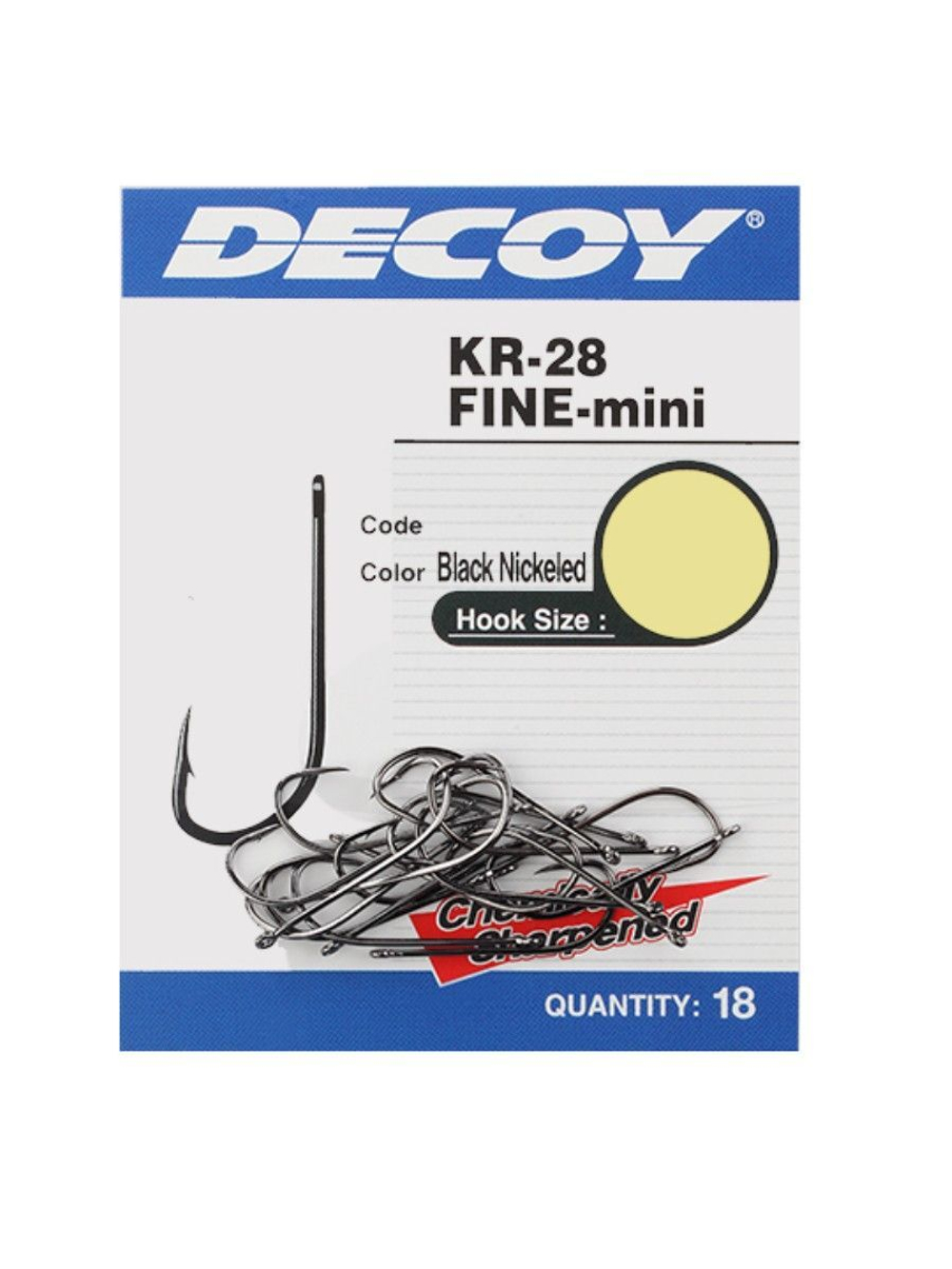 Крючок одинарный Decoy KR-28 #14 FINE MINI (в упаковке 18 штук)